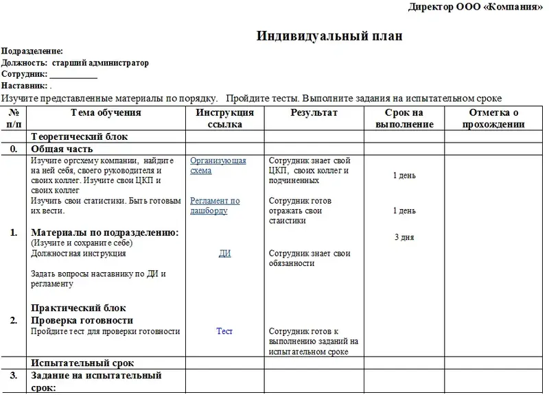 План адаптации